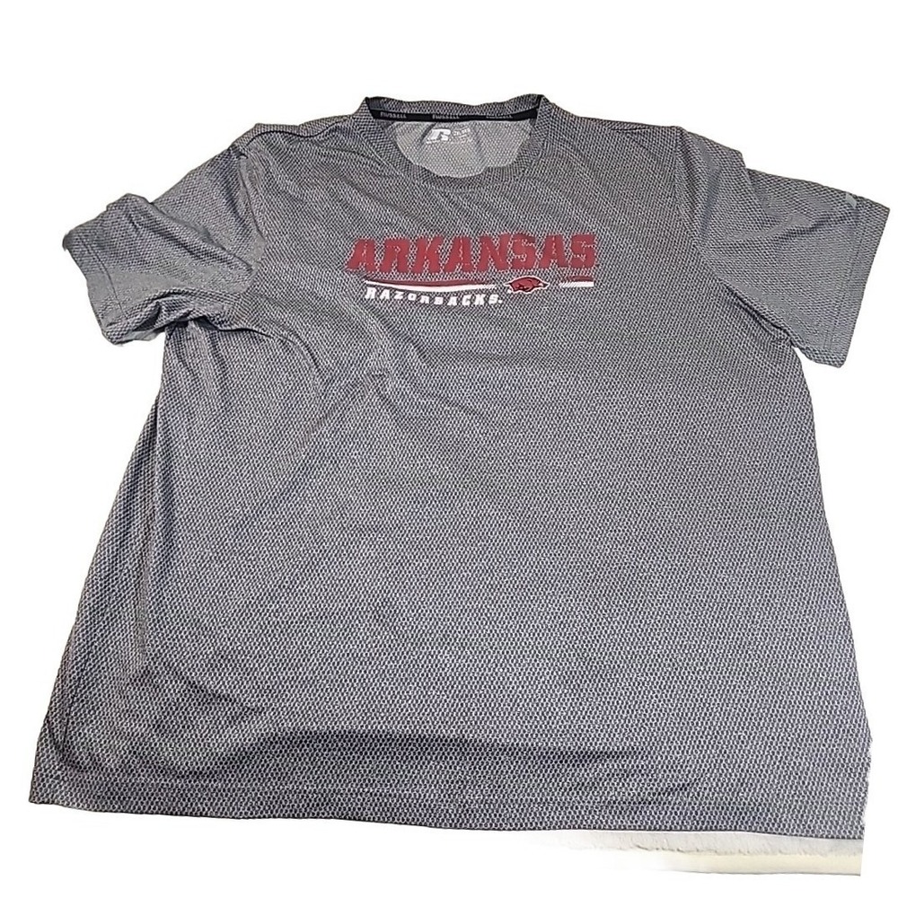 Russell Athletic Arkansas Razorbacks Mens 2XL Grey Textured Performance T-Shirt